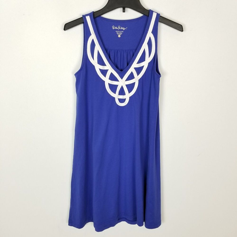 Lilly Pulitzer‎ Women's Blythe Dress Mini Dress Size XS Blue Sleeveless Popover